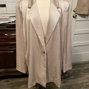 Anne Klein Blush Satin-Look Single-Button Blazer